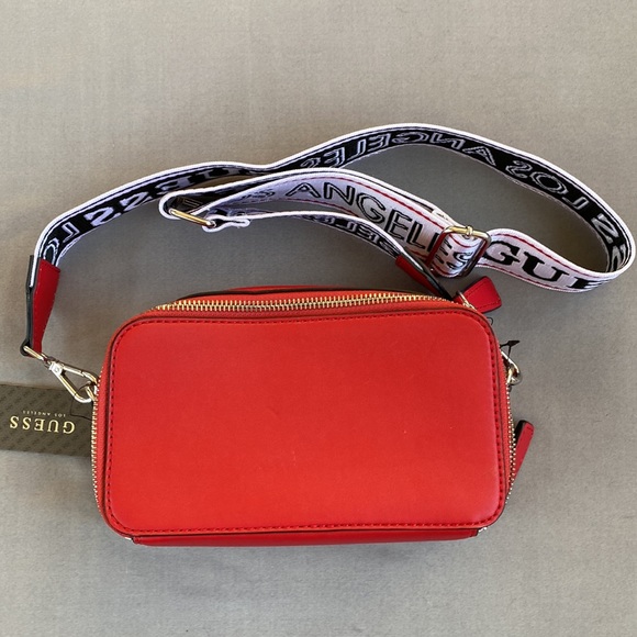 Guess | Bags | Small Red Guess Crossbody Bag Thick Luggage Type Strap |  Poshmark